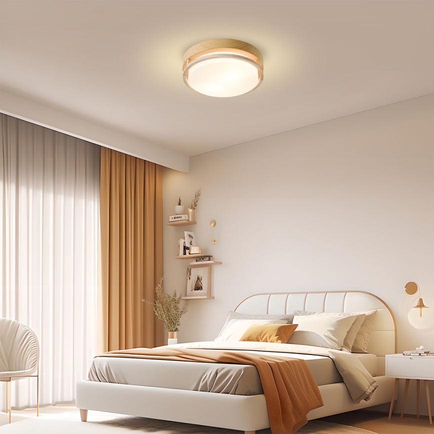 Brilagi - Plafonnier ORINO 2xE27/40W/230V diam. 27 cm décor bois/chêne