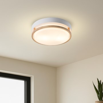 Brilagi - Plafonnier ORINO 2xE27/40W/230V Ø 27 cm blanc/chêne