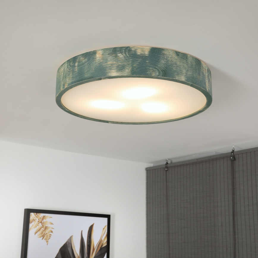 Brilagi - Plafonnier PINO 3xE27/15W/230V, pin/vert, Ø 47,5 cm