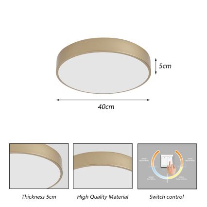BRILAGI - Plafonnier POOL LED/48W/230V 3000/4000/6000K Ø 40 cm doré