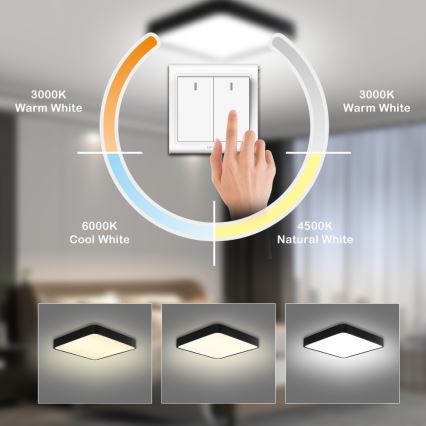 Brilagi - Plafonnier POOL SQUARE LED/36W/230V 3000/4500/6000K 40x40 cm noir