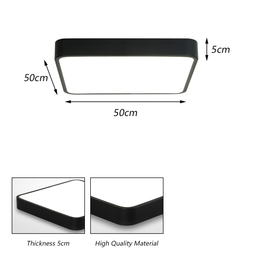 Brilagi - Plafonnier POOL SQUARE LED/48W/230V 3000/4500/6000K 50x50 cm noir