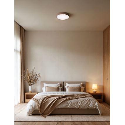 Brilagi - Plafonnier de salle de bains CLARE avec détecteur de mouvement et détecteur crépusculaire 1xE27/24W/230V Ø 20 cm marron IP54