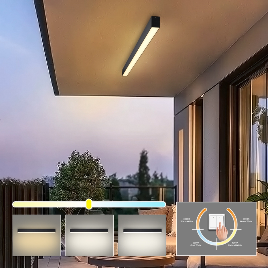 Brilagi - Plafonnier LED pour salle de bains SLEEKLINE LED/40W/230V 3000/4500/6000K noir IP44