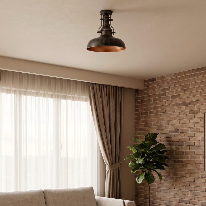 Brilagi - Plafonnier PYRONIC 1xE27/40W/230V Ø 32 cm bronze/patine
