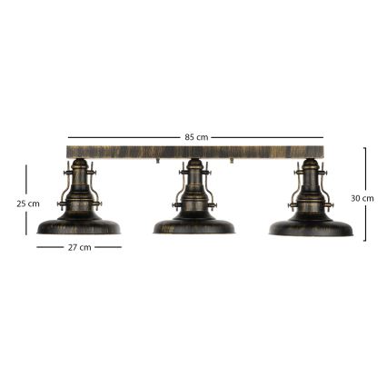 Brilagi - Plafonnier PYRONIC 3xE27/40W/230V bronze/patine