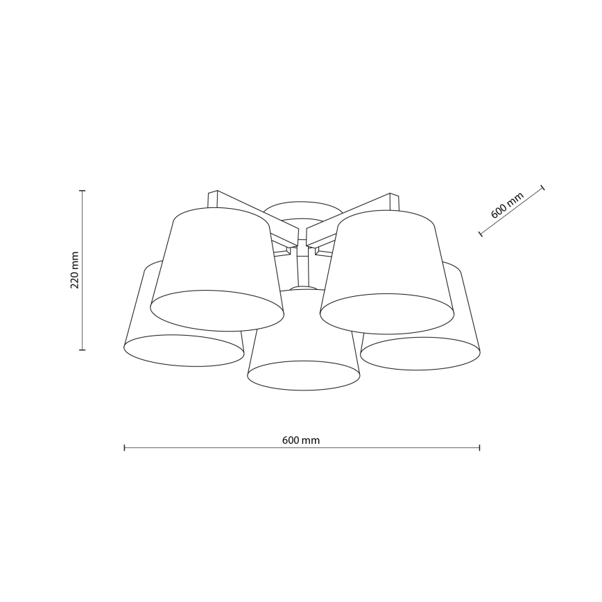 Brilagi - Plafonnier semi-encastré LATTE 5xE27/60W/230V pin/blanc