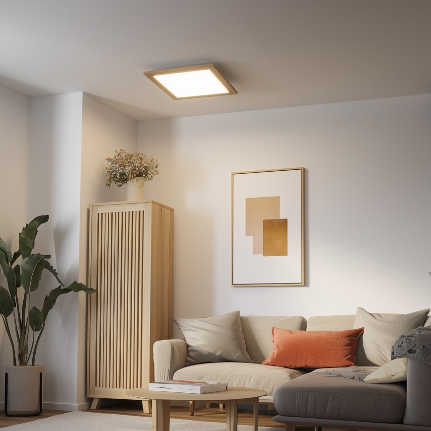 Brilagi - Plafonnier SLIMFRAME WOOD LED/36W/230V 49,5x49,5 cm marron