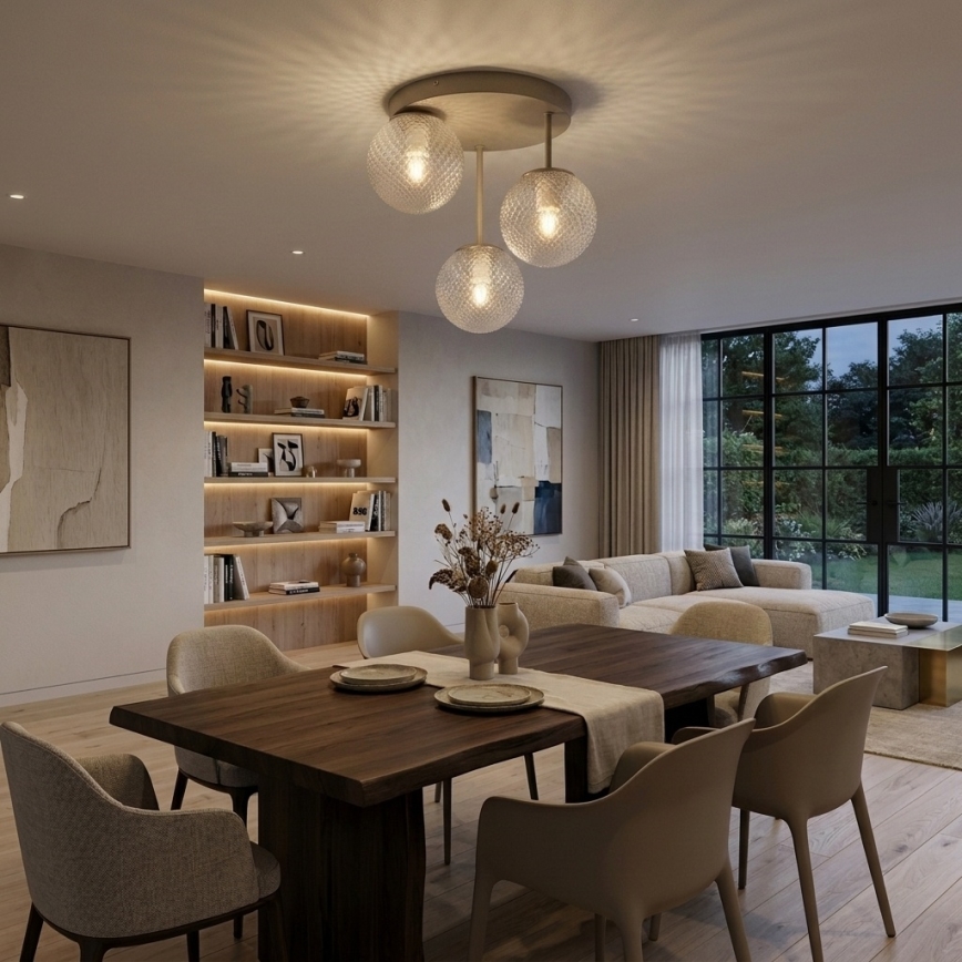 Brilagi - Plafonnier STELLA 3xE27/60W/230V beige/doré
