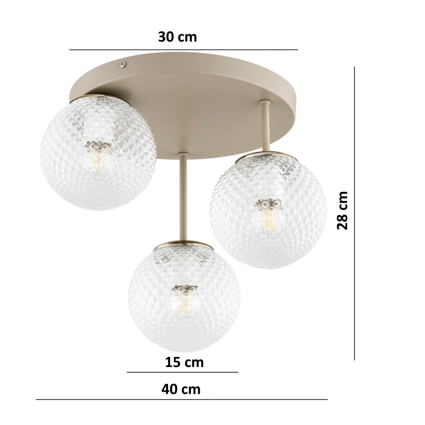 Brilagi - Plafonnier STELLA 3xE27/60W/230V beige/doré