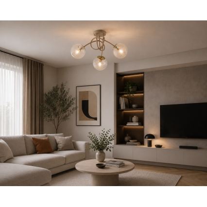Brilagi - Plafonnier STELLA 3xE27/60W/230V beige/doré