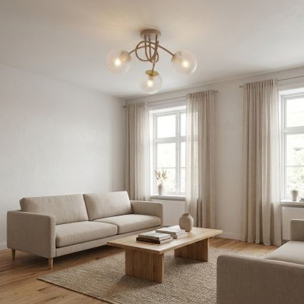 Brilagi - Plafonnier STELLA 3xE27/60W/230V beige/doré