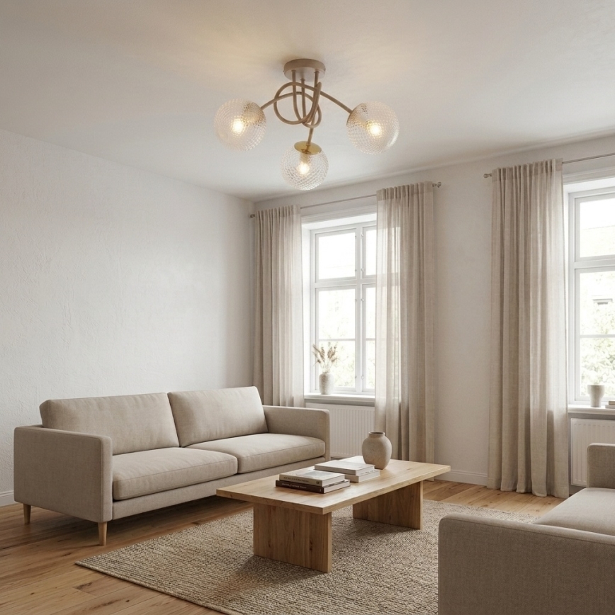 Brilagi - Plafonnier STELLA 3xE27/60W/230V beige/doré