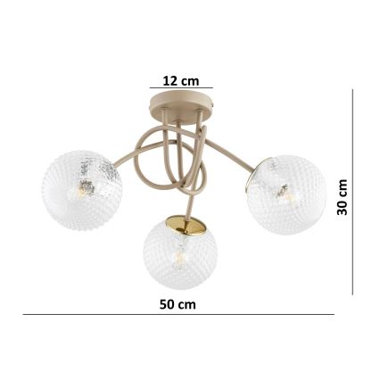 Brilagi - Plafonnier STELLA 3xE27/60W/230V beige/doré