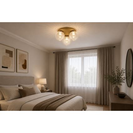 Brilagi - Plafonnier STELLA 3xE27/60W/230V Ø 35 cm beige/doré
