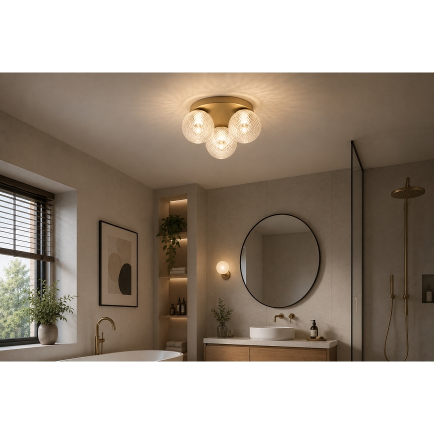 Brilagi - Plafonnier STELLA 3xE27/60W/230V Ø 35 cm beige/doré