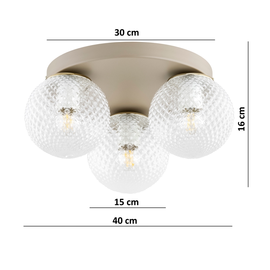 Brilagi - Plafonnier STELLA 3xE27/60W/230V Ø 35 cm beige/doré