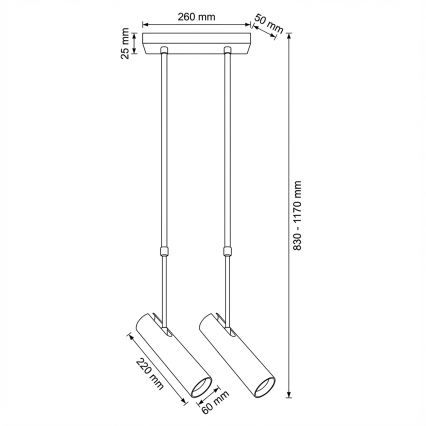 Brilagi - Plafonnier sur tige SELE 2xGU10/30W/230V beige