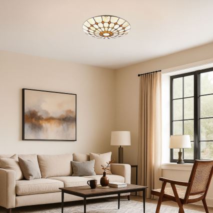 Brilagi - Plafonnier Tiffany en vitrail DORAN 2xE27/60W/230V