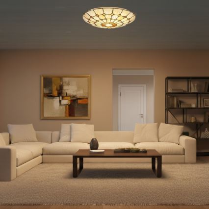 Brilagi - Plafonnier Tiffany en vitrail DORAN 2xE27/60W/230V