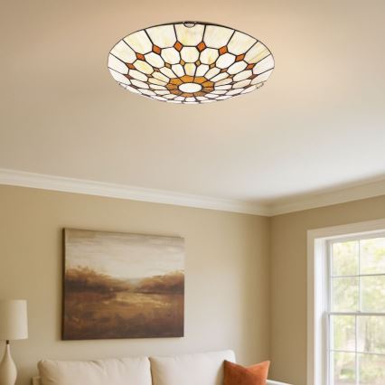 Brilagi - Plafonnier Tiffany en vitrail DORAN 2xE27/60W/230V