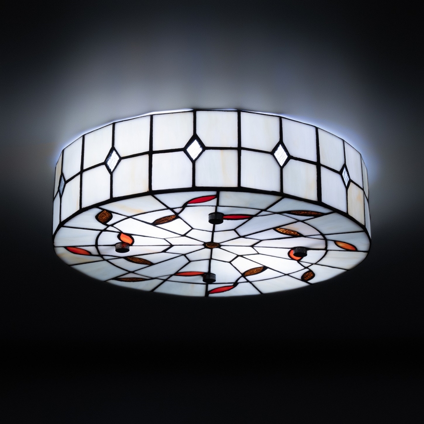 Brilagi - Plafonnier Tiffany en vitrail FOLIA 3xE27/60W/230V Ø 40 cm
