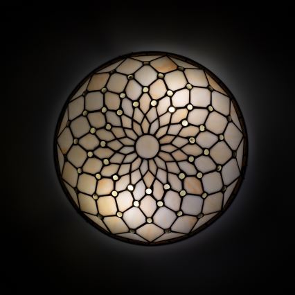 Brilagi - Plafonnier Tiffany en vitrail IVOIRE 2xE27/60W/230V Ø 40 cm