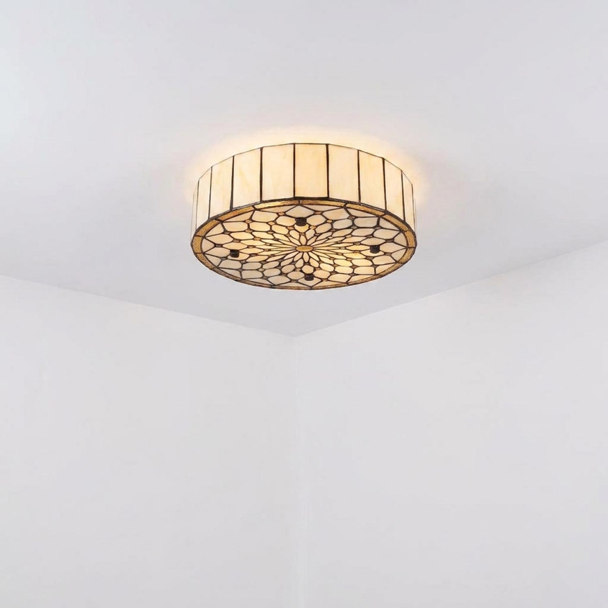 Brilagi - plafonnier Tiffany en vitrail IVOIRE 3xE27/60W/230V Ø 40 cm