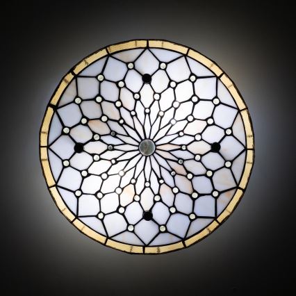 Brilagi - plafonnier Tiffany en vitrail IVOIRE 3xE27/60W/230V Ø 40 cm