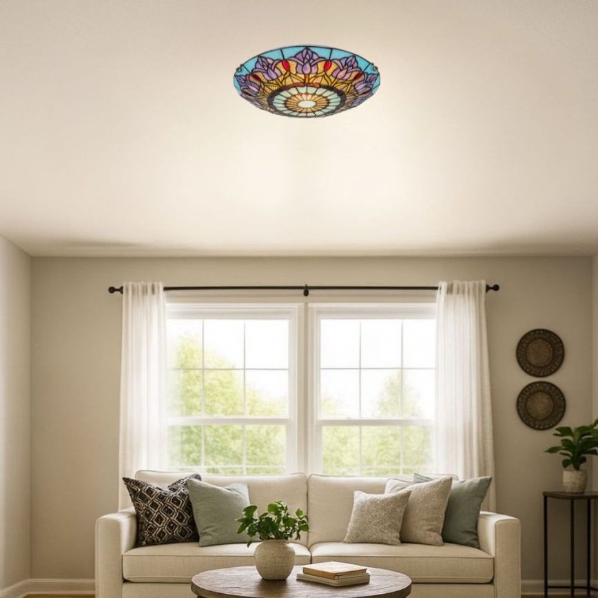 Brilagi - Plafonnier Tiffany en vitrail LORAS 2xE27/60W/230V