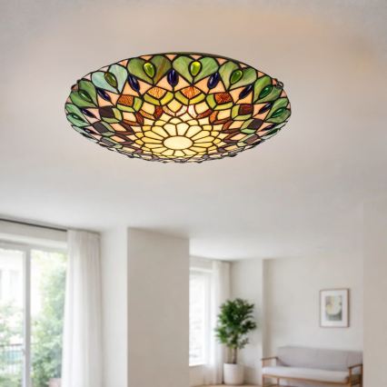 Brilagi - Plafonnier Tiffany en vitrail MARGARET 2xE27/60W/230V Ø 40 cm