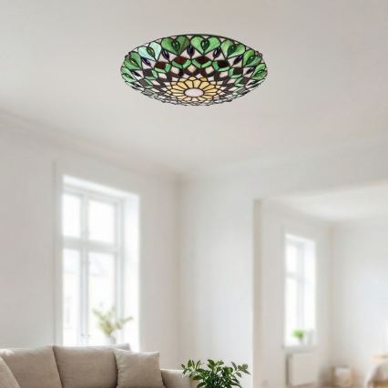 Brilagi - Plafonnier Tiffany en vitrail MARGARET 2xE27/60W/230V Ø 40 cm