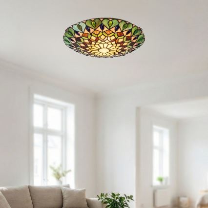 Brilagi - Plafonnier Tiffany en vitrail MARGARET 2xE27/60W/230V Ø 40 cm