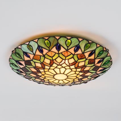 Brilagi - Plafonnier Tiffany en vitrail MARGARET 2xE27/60W/230V Ø 40 cm