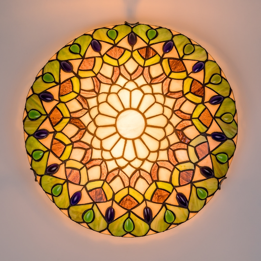 Brilagi - Plafonnier Tiffany en vitrail MARGARET 2xE27/60W/230V Ø 40 cm