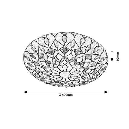 Brilagi - Plafonnier Tiffany en vitrail MARGARET 2xE27/60W/230V Ø 40 cm