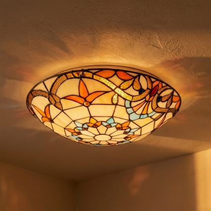 Brilagi - Plafonnier Tiffany en vitrail MIRABELLA 2xE27/60W/230V Ø 40 cm