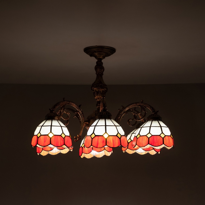 Brilagi - Plafonnier Tiffany en vitrail SIENNA 6xE27/60W/230V Ø 60 cm