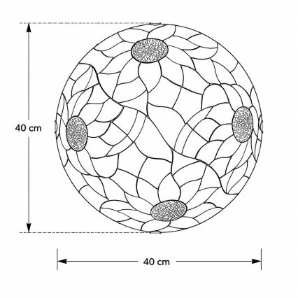 Brilagi - Plafonnier Tiffany en vitrail SUNFLOWER, 2xE27/60W/230V, Ø 40 cm