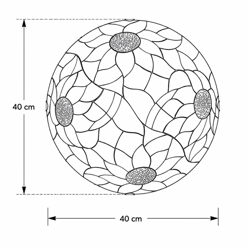 Brilagi - Plafonnier Tiffany en vitrail SUNFLOWER, 2xE27/60W/230V, Ø 40 cm