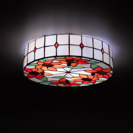 Brilagi - Plafonnier Tiffany en vitrail SUNFLOWER 3xE27/60 W/230 V Ø 40 cm