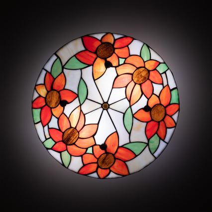 Brilagi - Plafonnier Tiffany en vitrail SUNFLOWER 3xE27/60 W/230 V Ø 40 cm