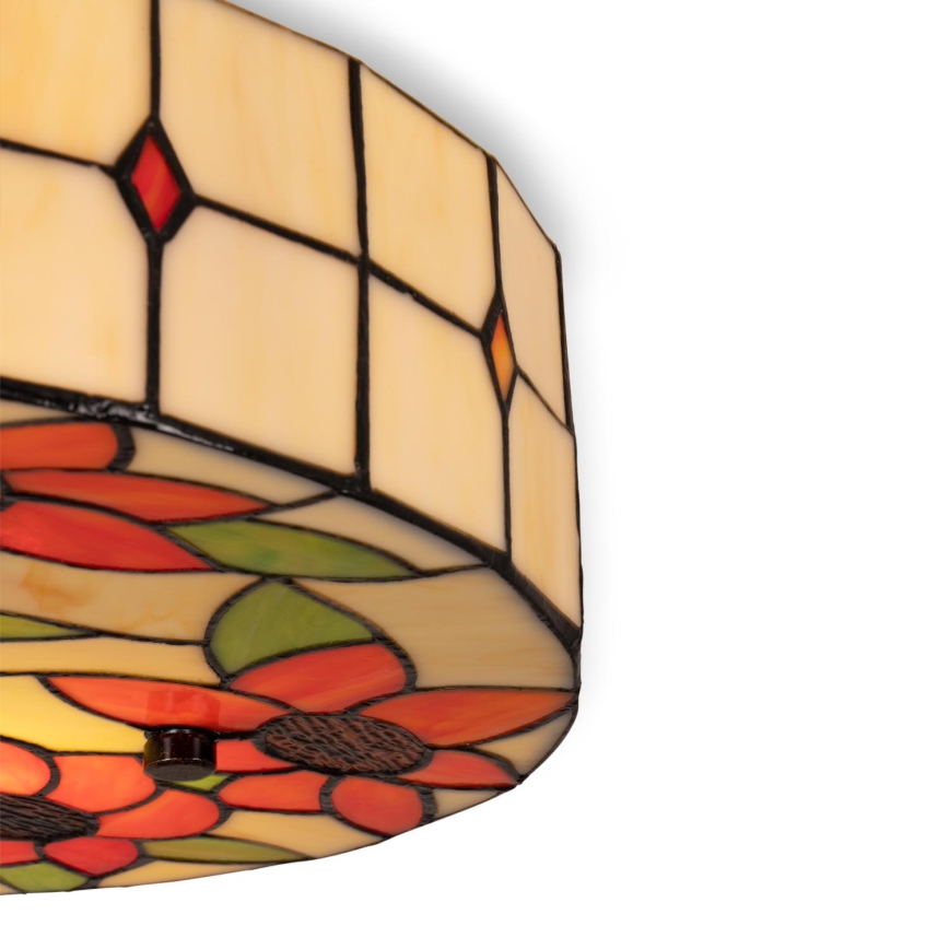Brilagi - Plafonnier Tiffany en vitrail SUNFLOWER 3xE27/60 W/230 V Ø 40 cm