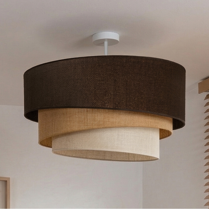 Brilagi - Plafonnier TRIO 3xE27/60W/230V Ø 60 cm marron/beige/blanc
