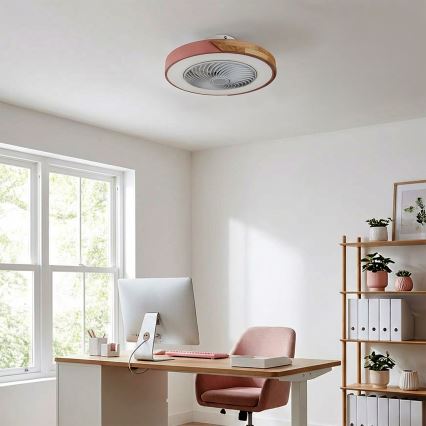 Brilagi - Plafonnier LED dimmable avec ventilateur LED/38W/230V 3000-6500K 3000-6500K Ø 50 cm rose/chêne + télécommande