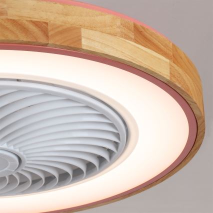 Brilagi - Plafonnier LED dimmable avec ventilateur LED/38W/230V 3000-6500K 3000-6500K Ø 50 cm rose/chêne + télécommande