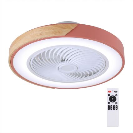 Brilagi - Plafonnier LED dimmable avec ventilateur LED/38W/230V 3000-6500K 3000-6500K Ø 50 cm rose/chêne + télécommande
