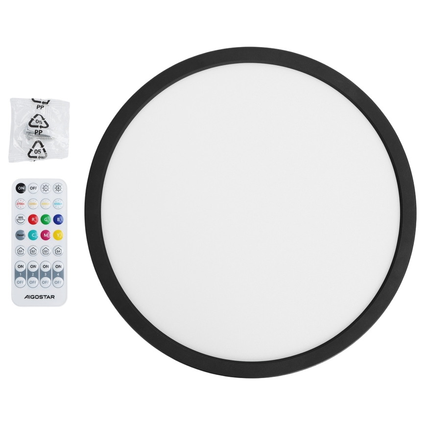 Brilagi - LED RGBW Plafonnier dimmable VIBE LED/24W/230V 3000-6500K noir + télécommande