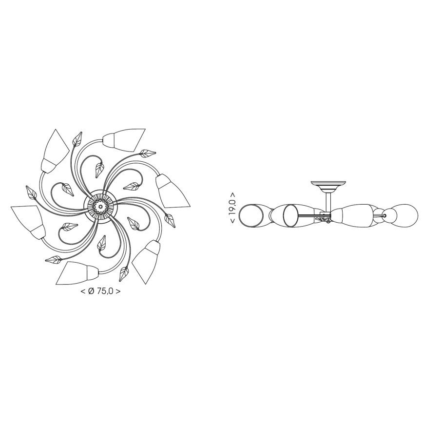 BRILAGI - Plafonnier WILLOW 6xE27/40W/230V Ø 75 cm bronze