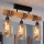Brilagi - Plafonnier WOOD GLASS 3xE27/60W/230V pin/noir/brun fumé